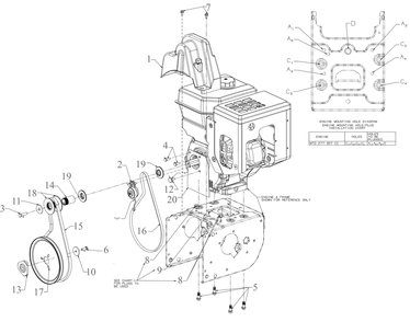 Engine Drive Diagram and Parts List for 3X26-INCH (31AH5DVA710)(2022) Cub Cadet Snow Blower